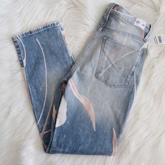 NWT Hudson Jeans High Waisted Light Blue Straight Leg Boho Floral Print Size 24 - Picture 5 of 8